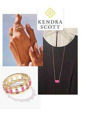 Lot of 2x [Kendra Scott] NWT Kelsey Ring & EUC Statement Elisa Extended Pendant